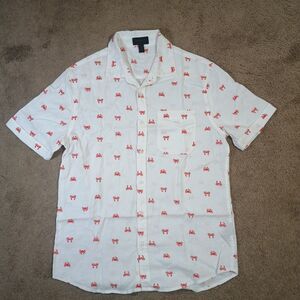 Magaschoni Casual Shirt  Mens Small Red Crab All Over Print Men's Spring Outfit